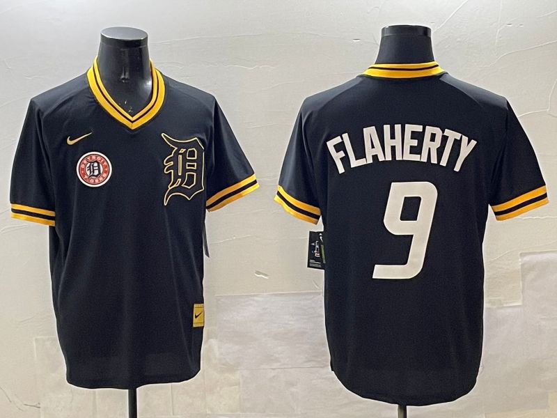 Men Detroit Tigers #9 Flaherty Black Gold Game 2025 Nike MLB Jersey style 6->detroit tigers->MLB Jersey